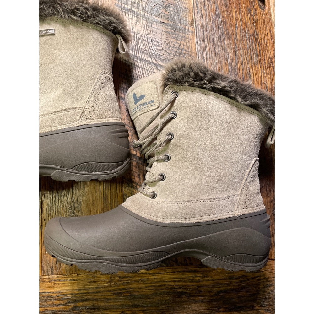 Field & Stream Womens Tan Faux Fur Lined Winter Boots Lace Up Waterproof‎ Size 8 - Picture 2 of 7